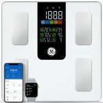 GE Smart Scale for Body Weight, BMI, Body Fat, Muscle Mass, Digital Bathroom Scales 500lbs for Bluetooth Weight Monitor 11.8 Large Platform Weighing Machine Health Analyzer with App, White