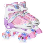 Kids Roller Skates for Girls - Purple for Toddler Little Kids Age 4 5 6 7- Adjustable All Light up Wheels Indoor Outdoor Sports Birthday Gift for Son and Grandson