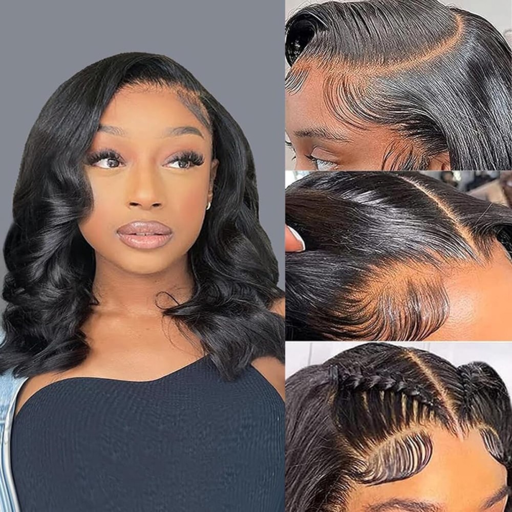 JTMMP 14 Inch 13x6 Lace Front Wigs Human Hair 200% Density Body Wave Lace Front Wig Human Hair HD Transparent Natural Color