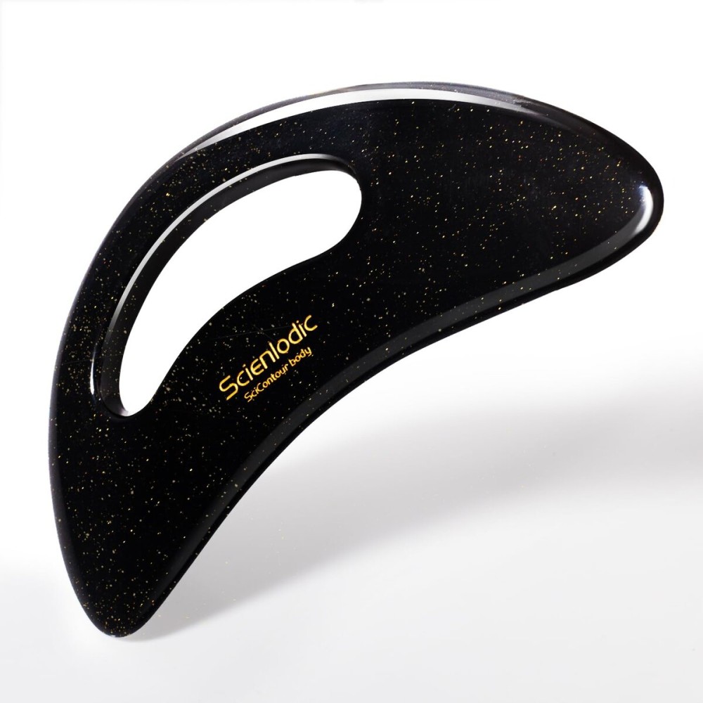 Scienlodic Gua Sha Massage Tool with Handle (Resin) Larger Guasha Body Scraping Tool for Back Legs Neck Massage, Lymphatic Drainage, Cellulite Remove - Large Glitter Black