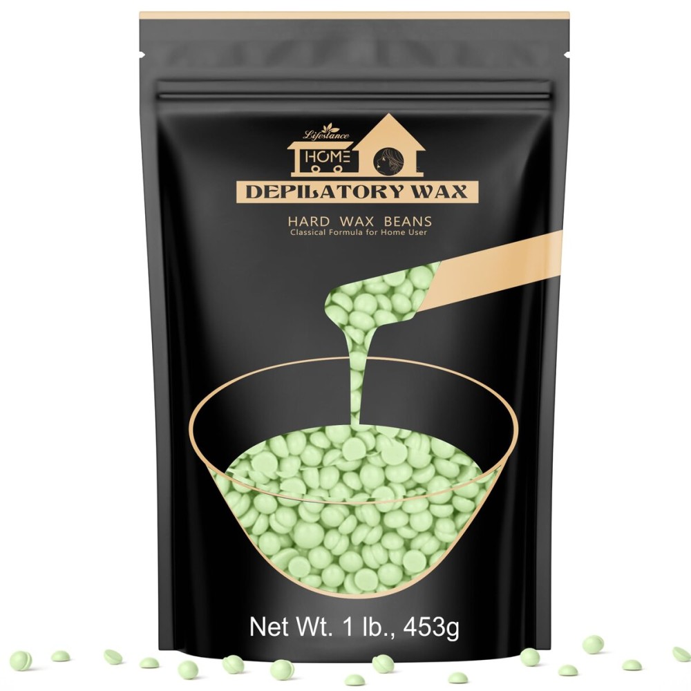 Lifestance Tea Tree Waxing Beads, 1LB Fine Hair Removal Wax Beans for Face, Eyebrow, Brazilian Bikini, Sensitive Skin at Home for Women and Men