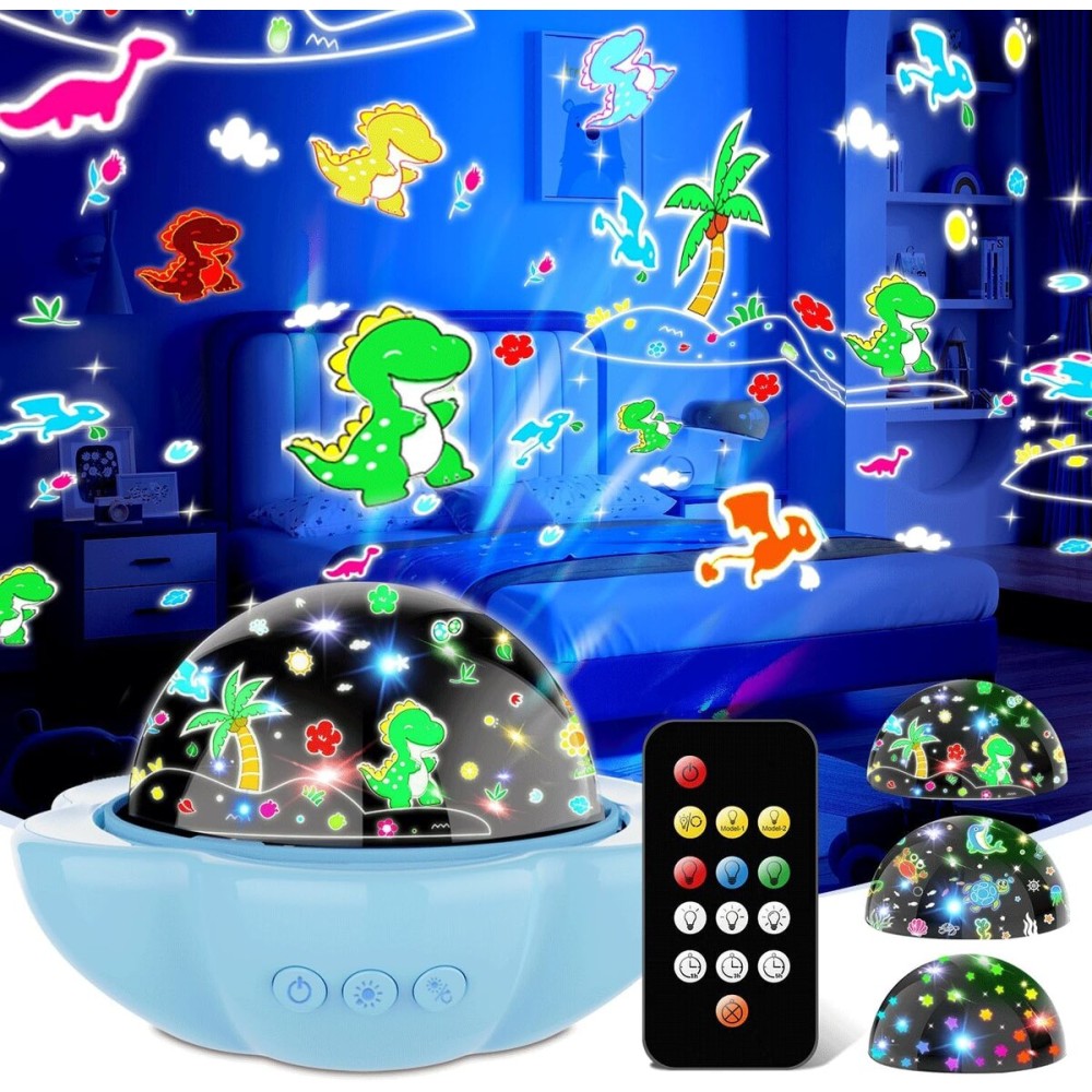 Night Light for Kids,Dinosaur Night Lights Projector,Remote Dimmable Timer Star Projector,360 Slient Ocean Lights for Ceiling Projector,Christmas Birthday Gifts for Boys&Room Decor