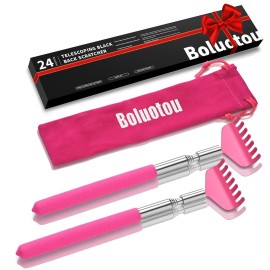 Kuvvfe 2 Pack Portable Extendable Back Scratcher, Stainless Steel Telescoping Back Scratcher with Beautiful Present Packaging(Pink red)