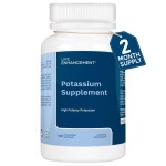 Life Enhancement High Absorption Potassium Supplement for Muscle, Brain & Bone Health - No Additives High Potency Elemental Potassium Supplement, Made in USA (120 Capsules - 60 Servings)