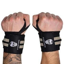 Gymreapers Weightlifting Wrist Wraps (IPF Approved) 18 Professional Quality Wrist Support with Heavy Duty Thumb Loop - Best Wrap for Powerlifting Competition, Strength Training, Bodybuilding (Desert Sand, 18)