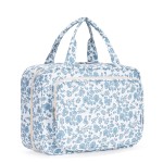 Narwey Travel Toiletry Bag for Women Large Hanging Makeup Bag Organizer Toiletries Bag for Full Size Essentials Accessories Cosmetics (Little Blue Flower (Large))