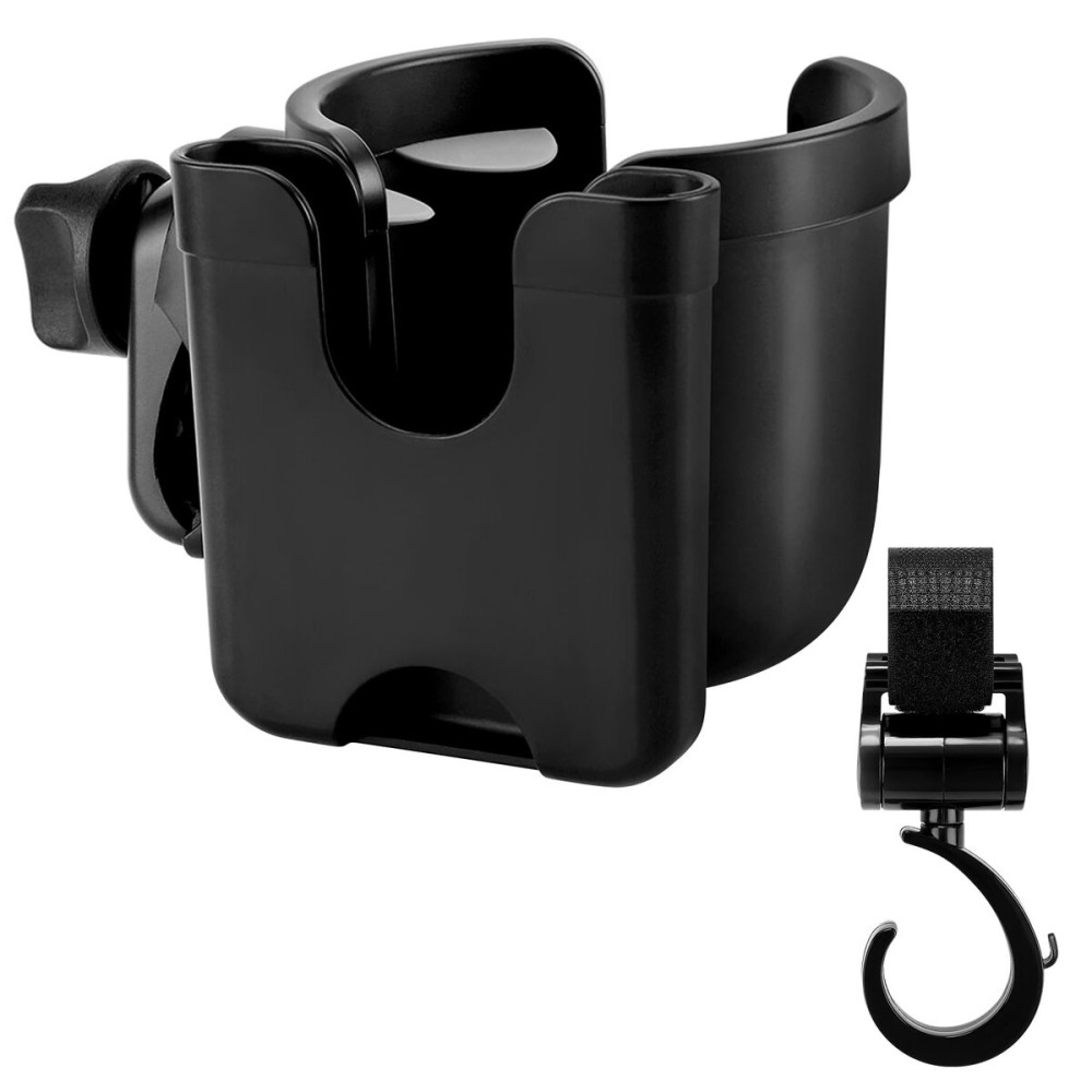 Accmor Stroller Cup Holder with Hook, Bike Cup Holder, Universal Cup Holder for Uppababy Nuna Doona Strollers, 2-in-1 Cup Phone Holder for Stroller, Bike, Wheelchair, Walker, Scooter