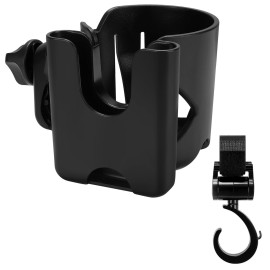 Accmor Universal Cup Holder with Hook, Stroller Cup Holder with Phone Holder, 360 Rotatable Large Caliber Designed Bottle Holder for Stroller, Bike, Wheelchair, Walker, Scooter