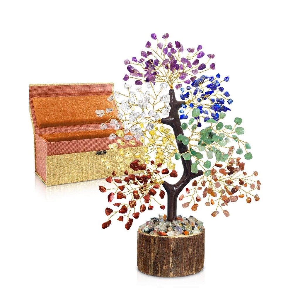 TATOODAA 7 Chakra Crystal Tree of Life - Upgrade Gift Box, Unique Birthday Gifts for Women, Chakra Healing Stones Trees for Desk Decor, Positive Energy, New House Warming Gift, Gifts for Mom