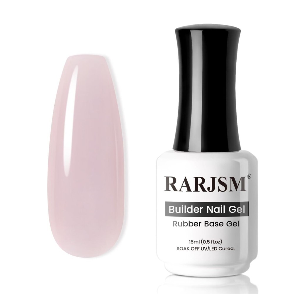 RARJSM Rubber Base Coat Gel Polish Nude Gray Mauve Pink Skin Tone Rubberbase Gelpolish for Nails Natural Color French Manicure Brush on Extend Soak Off Curing Requires 15ml Salon Home DIY Use