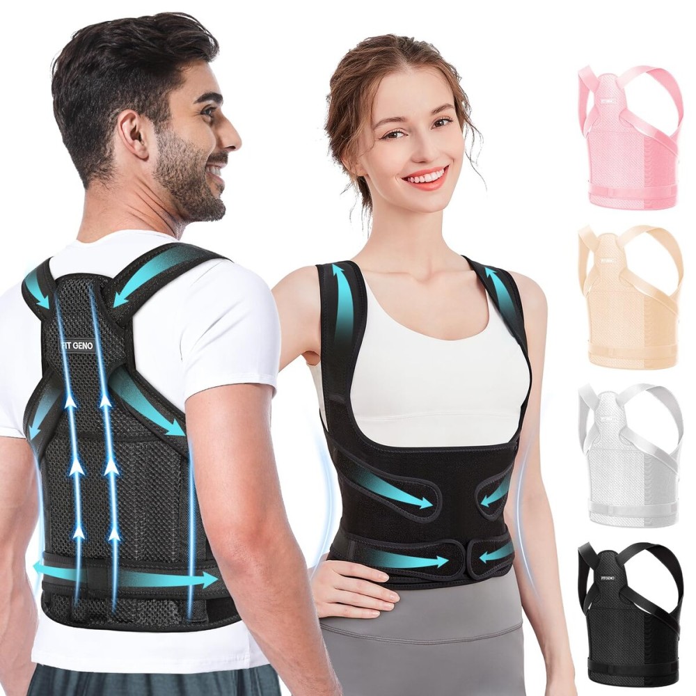 Fit Geno Posture Corrector for Women and Men - Adjustable Back Brace & Straightener for Scoliosis Hunchback Correction Back Pain Spine Corrector Back Support and Posture Trainer Large/X-Large