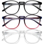 IBOANN Chic & Comfy Blue Light Glasses for Women - 3-Pack Round Frames, Screen-Ready Style with UV Protection Coating