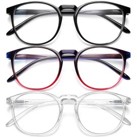 IBOANN Chic & Comfy Blue Light Glasses for Women - 3-Pack Round Frames, Screen-Ready Style with UV Protection Coating
