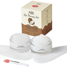 ANAI RUI Stocking Stuffers For Teen Girls Coconut Lip Scrub & Lip Mask Set with Shea Butter, Lip Scrubber Exfoliator Enriched with Vitamin E, Sugar Scrub for Dry Lips, Hydrating Lip Mask