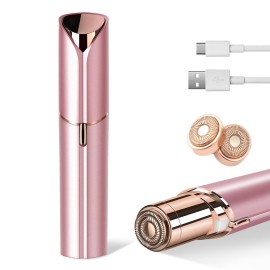 Facial Hair Remover for Women- as Seen on TV Painless Face Shaver -Mini Hair Remover, Electric Razor Shaver Portable Bikini Epilator for Lips, Chin, Armpit, Peach Fuzz,Neck, Cheek(Rose Gold)