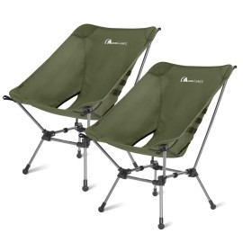 MOON LENCE Camping Chair Plus, Upgraded Comfort & Size, Still Compact and Lightweight, Folding Portable Chair for Backpacking & Hiking, 400Lbs Capacity, Gen 3 Plus (Green 2 Pack (Plus))
