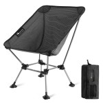 MOON LENCE Camping Chair Plus, Upgraded Comfort & Size, Still Compact and Lightweight, Folding Portable Chair for Backpacking & Hiking, 330Lbs Capacity, Gen 3 Plus (Onyx (Plus))