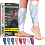 BLITZU Calf Compression Sleeves for Men and Women. Footless Compression Socks Support for Varicose Vein, Nursing, Running. Leg Sleeve Brace for Shin Splints, Pain Relief & Reduces Swelling White 3XL