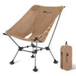 MOON LENCE Camping Chair Plus, Upgraded Comfort & Size, Still Compact and Lightweight, Folding Portable Chair for Backpacking & Hiking, 400Lbs Capacity, Gen 3 Plus (Khaki with Groundgrip Feet (Plus))