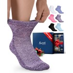 Pembrook Ankle Socks for Men & Women | 6 Pairs - Gift Box | Black, White, Blue, Light Blue, Pink, Purple | Diabetic & Neuropathy Socks for Men 9-12 (GP) 6P