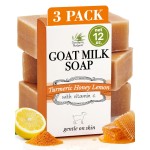 Southern Natural Turmeric Honey Lemon Goat Milk Soap - Handmade, All Natural Turmeric Soap Bar for Face & Body. Gentle Hydration & Nourishment For A Natural Glow & Even Skin Tone, 3 Pack
