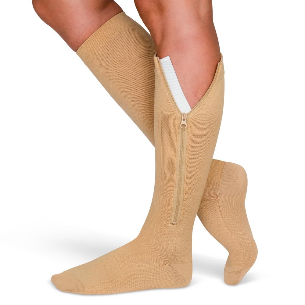 TheraMagic Zipper Compression Socks for Men & Women, 20-30mmHg Closed Toe Graduated Zippered Compression Stocking