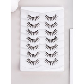 Manga Lashes Anime Eyelashes 10MM Wispy Lashes C Curl False Eyelashes Asian Korean Lash Strips Thin Band Fake Eyelash 7 Pair Siligli