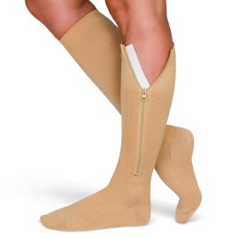 TheraMagic Zipper Compression Socks for Men & Women, 20-30mmHg Closed Toe Graduated Zippered Compression Stocking