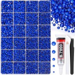 30000Pcs Royal Blue Rhinestones for Bedazzling with B7000 Jewelry Glue, Bedazzler Kit Flatback Gems, Resin Rhinestones for Crafting Crafts Clothing Shoes Fabric Nail Art Assorted Size 2/3/4/5/6mm