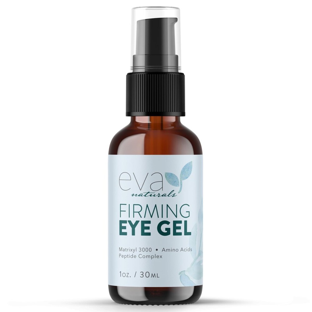 Eva Naturals Eye Gel for Dark Circles, Bags & Puffiness - Anti-Aging Serum with Peptides, Hyaluronic Acid & Botanicals - Firming Under Eye Treatment for Wrinkles, Fine Lines & Tired Skin - 1 oz