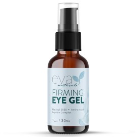 Eva Naturals Eye Gel for Dark Circles, Bags & Puffiness - Anti-Aging Serum with Peptides, Hyaluronic Acid & Botanicals - Firming Under Eye Treatment for Wrinkles, Fine Lines & Tired Skin - 1 oz