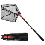SAN LIKE Fishing Net Fish Landing Net Collapsible Fish Net with Anti-Slip Telescoping Rubber Pole Handle for Kids Adults in Saltwater Freshwater (Orange Fiberglass Pole,Length 30.7 to 43.3)