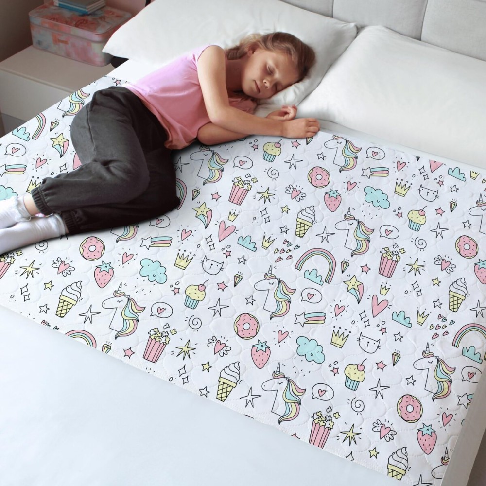 Hygge Sheets Potty Training Pee Pads for Kids, Toddlers - 100% Waterproof, Non Slip Bed Wetting Pad for Full Size Beds - Washable, Reusable Mattress & Sheet Protector - Unicorn