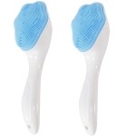 Silicone Face Scrubber Exfoliating Brush, Beomeen 2 Pack Manual Handheld Facial Cleansing and Blackhead Scrubber, Soft Bristles Waterproof for Face Skincare,Blue