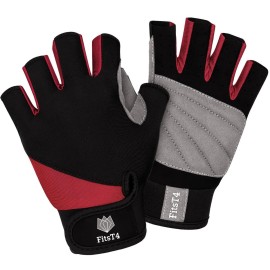FitsT4 Sports Half Finger Padded Palm Gloves for Diving, Sailing, Jet Skiing, Stand-UP Boarding, Kayaking and Water Skiing, Suitable for Men&Women&Youth Red M