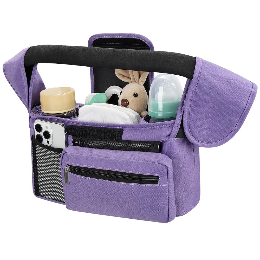 Accmor Universal Stroller Organizer with Insulated Cup Holder Detachable Phone Bag and Shoulder Strap,Stroller Bag Caddy Organizer Fits for Uppababy, Baby Jogger, Britax Strollers