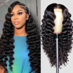 PYY Deep Wave Lace Front Wigs Human Hair 200 Density Glueless Wigs for Black Women 13x4 HD Lace Frontal Raw Human Hair Pre Plucked with Baby Hair 22 Inch