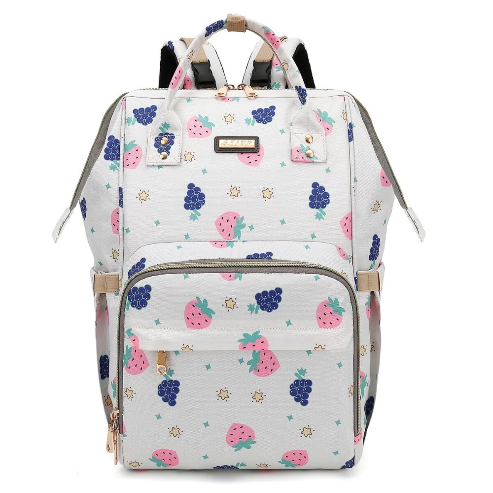 Diaper Bag Backpack, Diaper Bags for Baby Girls Boys, Baby Bags for Moms Dads, Nappy Changing Bag with Insulated Pockets,Multi-functional Waterproof Backpack with Stroller straps-Berry White