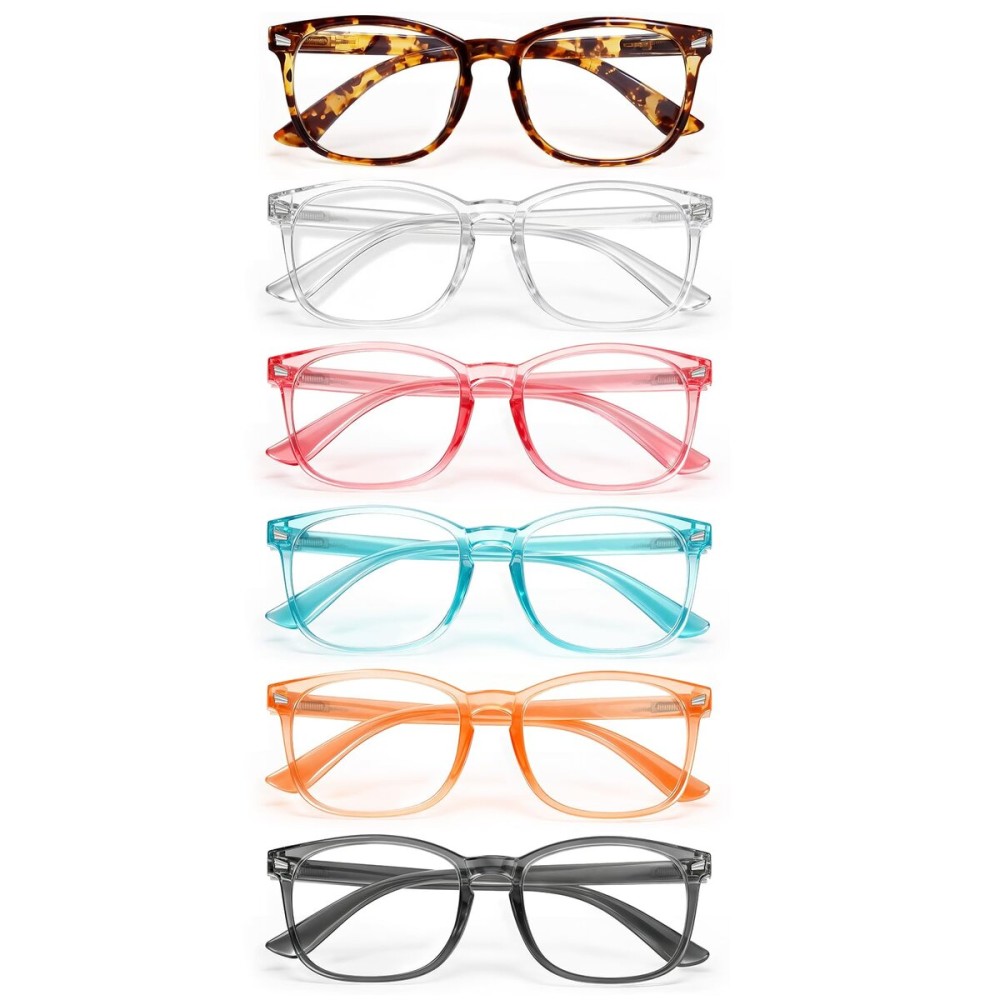 CHEERS DEVICES Reading Glasses for Women Men, Eyeglasses, Blue Light Readers for Men Women, Computer Eye Glasses, Cheaters - 6 Pair (2.0)