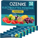 OZENKE Electrolytes Powder Packets, 12 Sticks Hydration Packets Sugar Free, Electrolyte Drink Mix Travel Electrolyte for Rapid Hydration, 6 Flavors