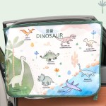 BEBEDECO Magnetic Car Sun Shade Curtain for Side Window - Sun Blocker and UV Protector for Baby, Kids, and Pets - Universal Fit with Built-in Magnets for Steel-Framed Door (Magnet-Dino Friends)