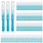 Patelai 100 Pieces Braces Brush for Cleaner Interdental Brush Toothpick Dental Flossing Head Oral Hygiene Flosser Tooth Cleaning Tool (Light Blue)