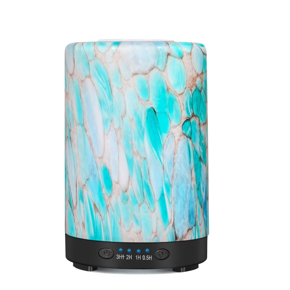 Essential Oil Diffuser, 120 ml Glass Aromatherapy Diffuser with 7 Color Lights, Auto Shut-Off and 4 Timer Settings, Ultrasonic Cool Mist Diffuser for Home Room Office (Blue Mountain)