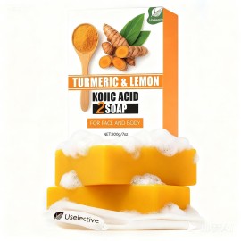 Turmeric & Lemon Glow Soap Bar - Dual Power for Dark Spots & Acne Scars, Skin Brightening with Kojic Acid, Vitamin CRetinol- 3x Moisturizing with Amino Acid & Shea Butter - SLS Free 2 Pcs