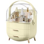 BTGGG Makeup Organizers, Make Up Organizer for Vanity, Countertop Cosmetic Storage with Drawers and Transparent Cover for Bedroom Bathroom, Maize-yellow