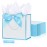 SHIPKEY 10 PCS Blue Gift Bags, 7.4x2.8x5.9 Small Welcome Bags, Luxury Shopping Bag with Ribbon Handle and Bows (18.8x7x14.8cm)