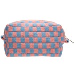 PAZIMIIK Checkered Makeup Bag for Purse Portable Zipper Make Up Pouch Small Cosmetic Case for Travel Red Blue