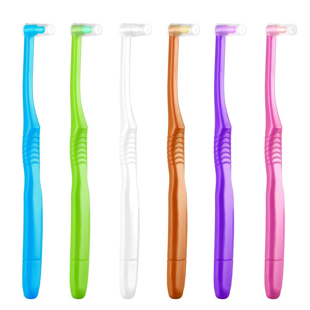 Fregum 2 in 1 End Tuft Toothbrush with Interdental Brush for Orthodontic, Braces, Implants, Retainers, Back Teeth, and Wisdom Teeth, Soft Bristles, 6 Pcs