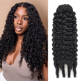 Mihugass Burmese Curly Clip in Hair Extensions 1B Natural Black Color Curly Clip ins For Women Brazilian Virgin Clip on Hair(20inch,1B)