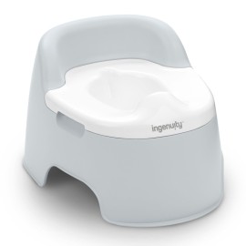 Ingenuity Full Comfort Toddler Potty Training Toilet, High Back & Seat Handles for Support, Removable Bowl, Non-Skid Bottom, 18 Months+